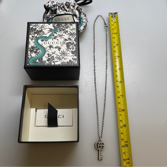 GUCCI Double G Sterling Silver 925 Key Necklace G charm - Picture 2 of 7